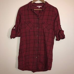 Victoria’s Secret MEDIUM Cotton Flannel Pajama Night Shirt Robe Red Black Plaid
